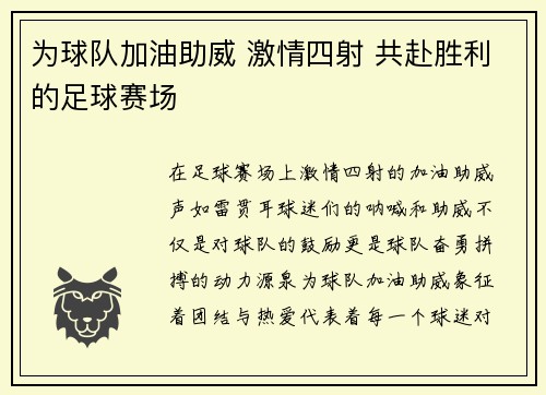 为球队加油助威 激情四射 共赴胜利的足球赛场