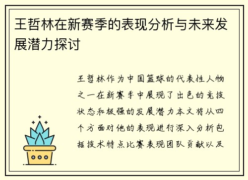 王哲林在新赛季的表现分析与未来发展潜力探讨
